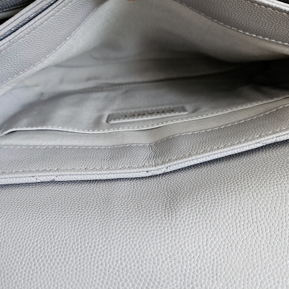 Chanel Gray Caviar Leather Top Handle Two-way Flap Bag - Picture 10 of 16